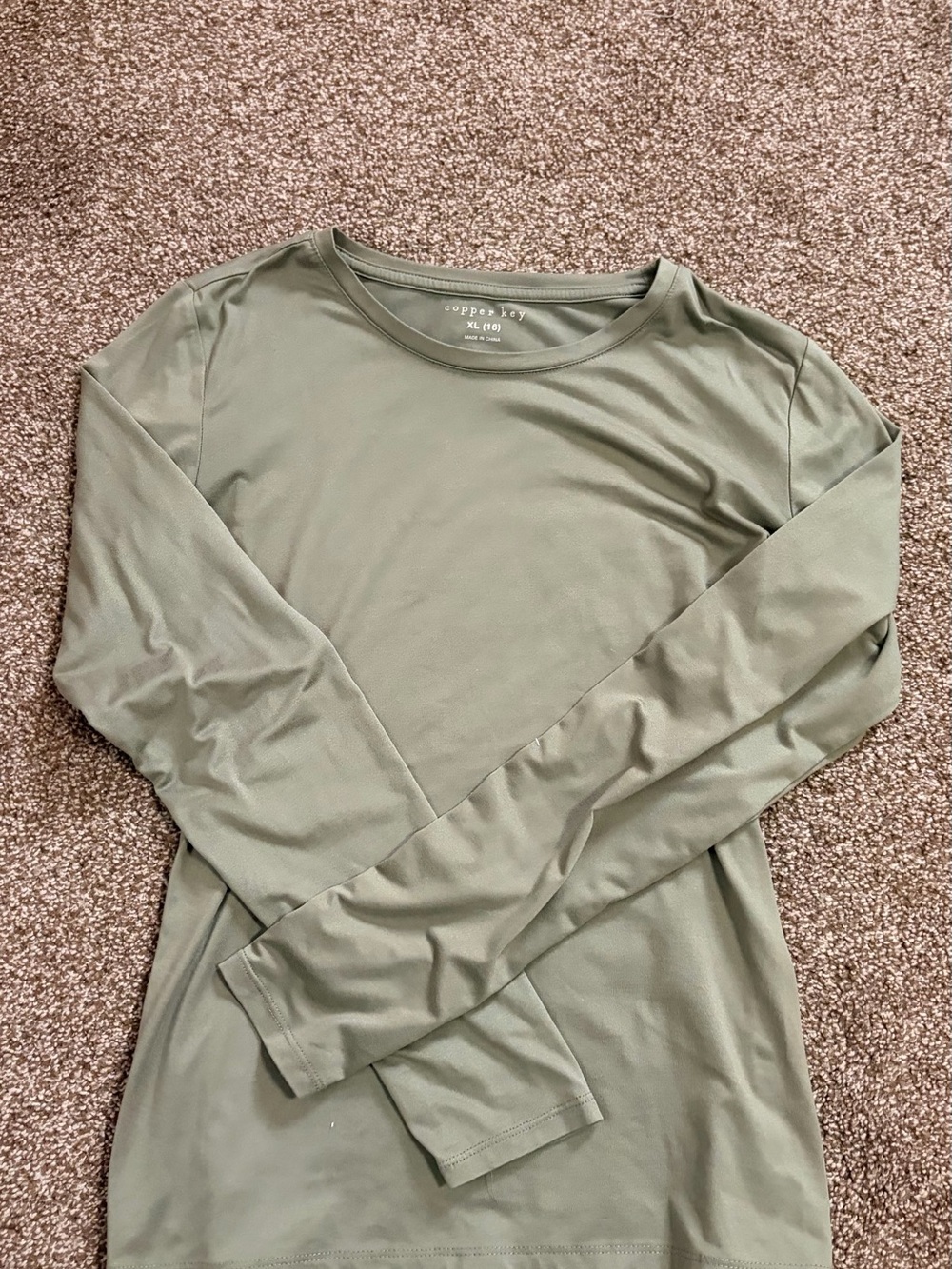 Copper Key Women’s Olive Green Long-Sleeve Crew Neck Shirt